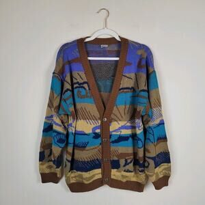 Colette Sweater Men Large Multicolor Abstract Button Down Cardigan Cosby Grandpa